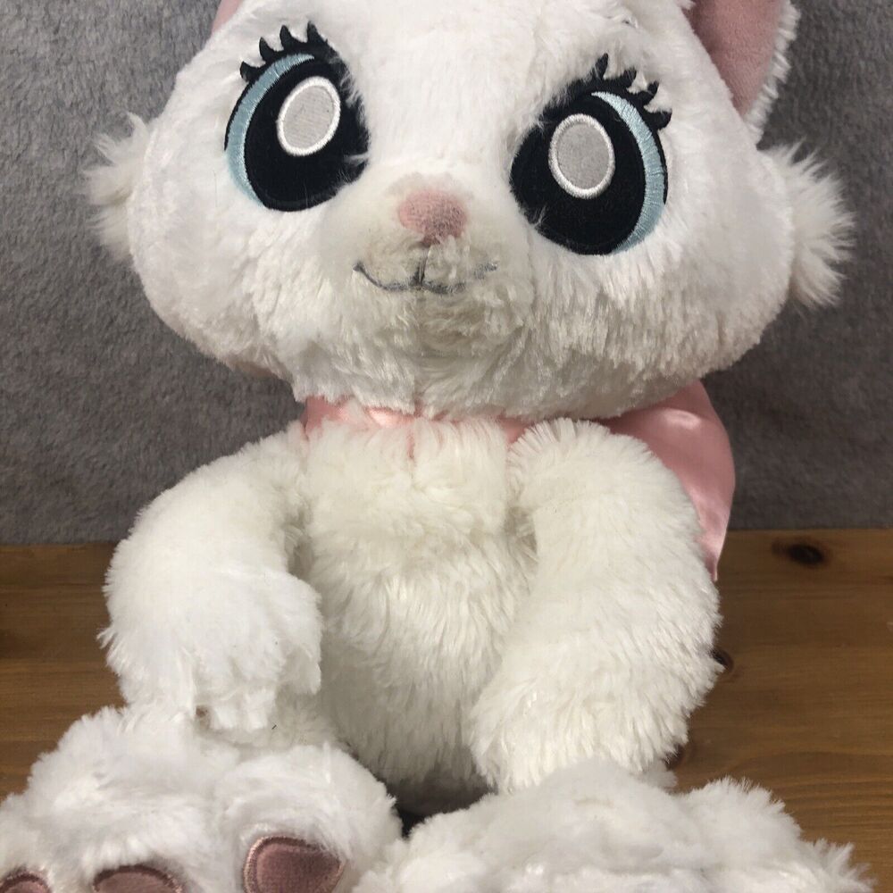 Disney Parks 12" Plush Marie Big Feet White Cat Kitten Pink Bow The Aristocats - Picture 3 of 7